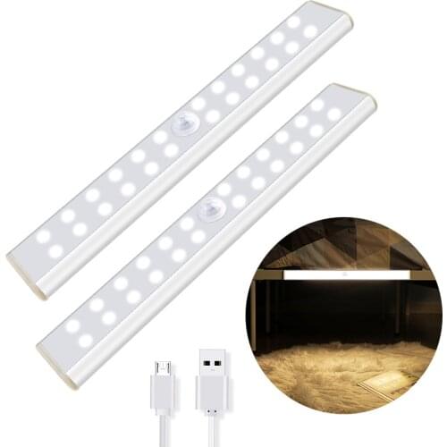 Smart 24 40 60 LED Closet Light Motion Sensor USB Rechargeable Led Under Cabinet Lights DC 5V Night Light Kitchen Wardrobe Lamp