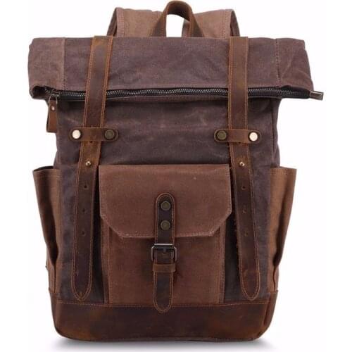 Waterproof canvas 17 Inch Laptop Backpack Travel Backpacks Women Rucksack Male Vintage School Bag