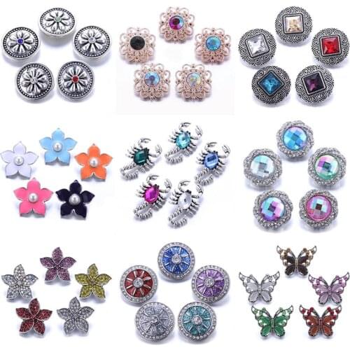 Boom Life 10pcs/lot Snaps Jewelry Mixed 18mm Snap Button with Crystal Rhinestone Button For 18mm Snap Bracelets Bangles