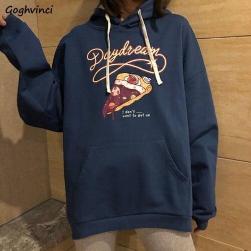 Women Hat Hoodies Sweatshirts Loose Print Thicken Warm Big Size 2XL Students Streetwear BF Korean Fashion Style Trendy Sweet New