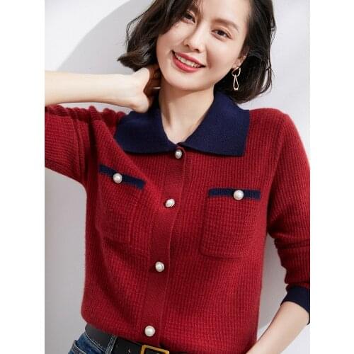 Temperament Clothes 2021 New Fashion 100% Goat Cashmere Knitted Sweater Cardigans Winter Long Sleeve For Woman Tops