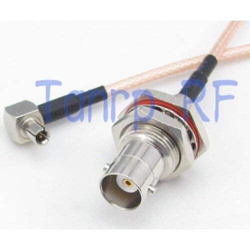 10pc 6in BNC female nut bulkhead to TS9 male right angle RF adapter connector 15CM Pigtail coaxial jumper cable RG316 extension