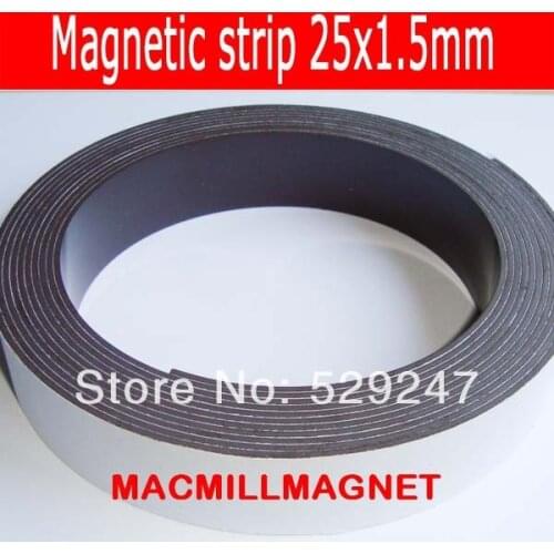 2 Meters Self Adhesive Flexible Magnetic Strip Width 25.x1.5mm Ad / Teaching Rubber Magnet DIY