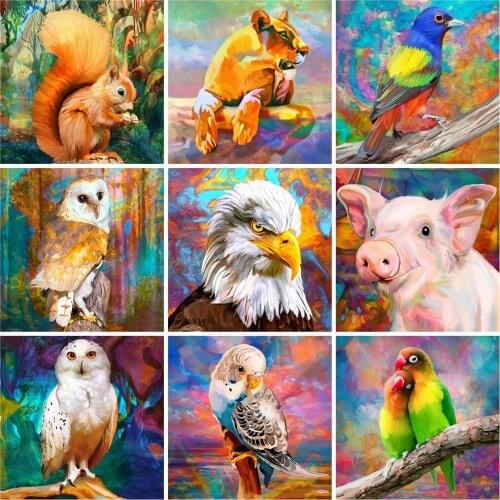 Huacan Full Diamond Mosaic Beads Embroidery Animals DIY Diamond Painting Owl Eagle Picture Of Rhinestones Decoration Home