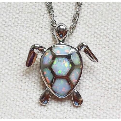 White Fire Opal Stone Sea Turtle Pendant Necklace ~ Free Dropshipping with ePacket