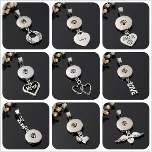 Hot sale XL5001-XL5009 Simple Lovely Hearts MOM Love chain snap necklace 50cm fit 18mm snap buttons fashion snap jewelry