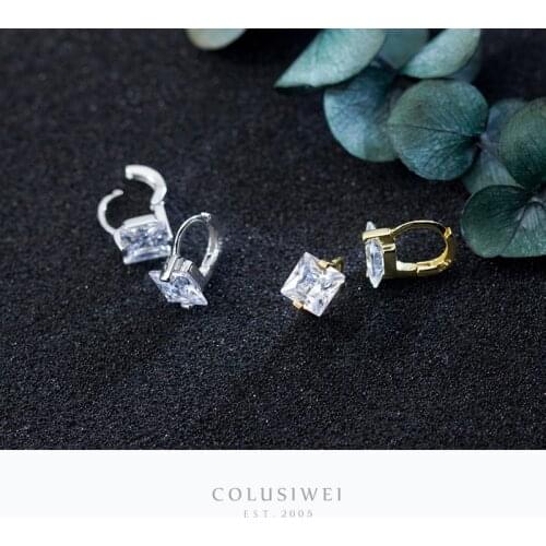 Colusiwei 925 Sterling Silver Ear Hoop For Women Sparkling Clearz CZ Earrings Jewelry 100% Real Silver Fashion Fine Jewelry