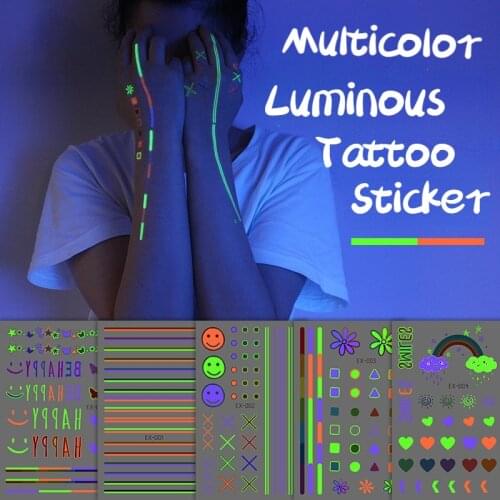 Party Color Luminous Tattoo Sticker Small Element Light Festival Temporary Fake Tatoo Shine In The Dark Waterproof Tattoo