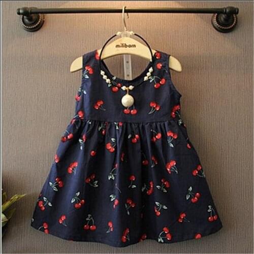 2017 Summer Children Girls Dress Fruit Printing Style Kid Sleeveless Cotton Dress Comfortable Vestidos Adorable Children Clothes