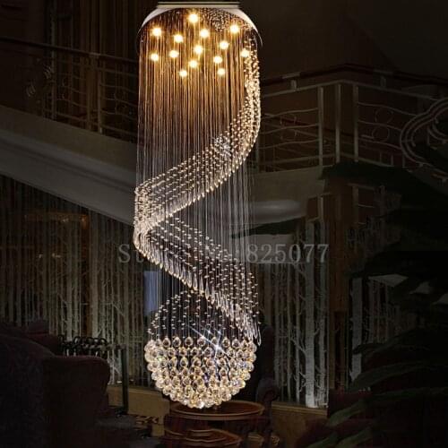 DHL Duplex building crystal chandeliers Dia800*H3000mm hotel hall led light villa spiral crystal chandeliers JF1295