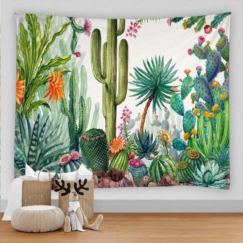 Plant Flower Leaves Cactus Tapestry Simple Nordic Style Hippie Mat Wall Hanging Bohemian Bedspread Dorm Decor Tapestries