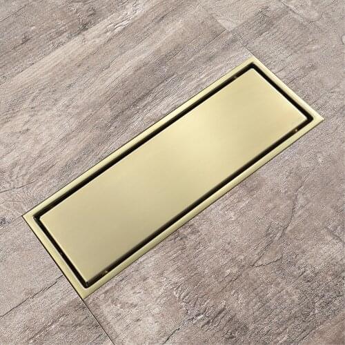 HIDEEP Stainless Steel Rectangle 110*300 Brushed Gold Odorproof Floor Drain HIDL130-2