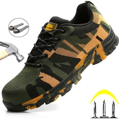 Camouflage Steel Toe Shoes Work Sneakers Puncture-Proof Safety Shoes Men Construction Industrial Shoes Military Boots Men Shoe