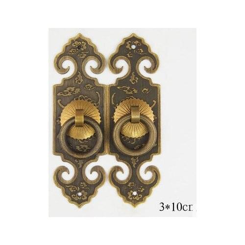 Chinese style antique decorative pure Brass Handle cabinet door handle 02