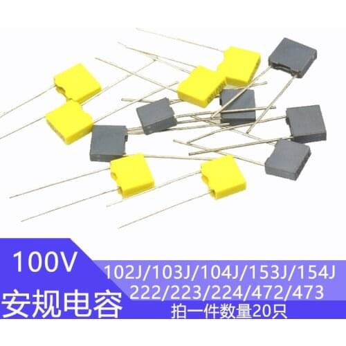 Correction capacitor 100v102J 103 153 154 223 224 472 473J 1nF 15nF 4.7nF spacing 5mm