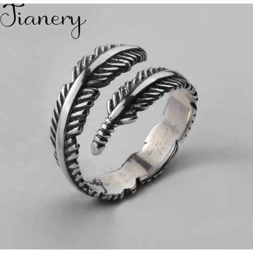 Personality Bohemian Vintage Feather Rings For Women Men Vintage Rings Gothic Jewelry Valentines Gifts 2021