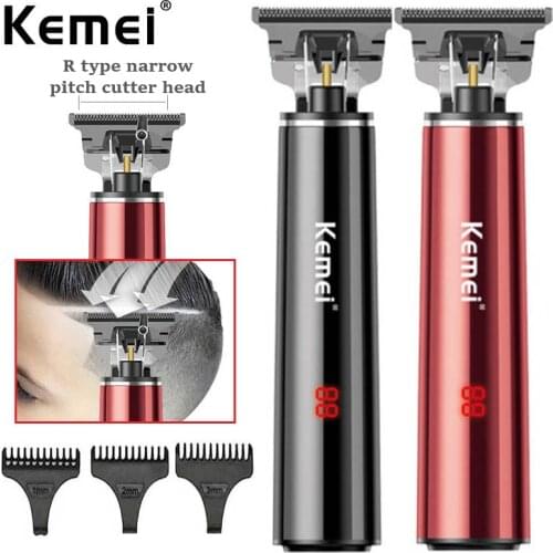Original LCD display powerful kemei hair trimmer men electric beard trimmer rechargeable hair clipper for finishing outlining