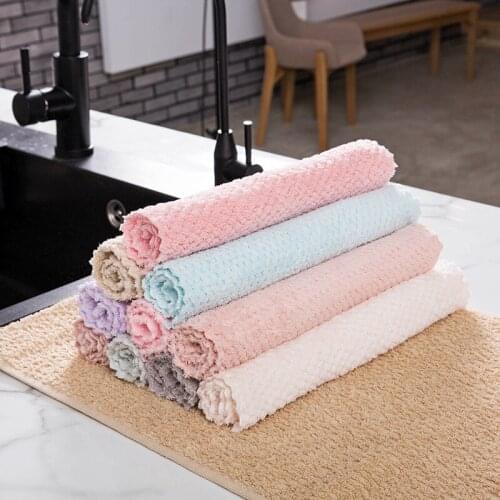 5-piece Set Cleaning Cloth Rags Water Absorption Double-sided Towel Non-Stick Oil Washing Cleaning Rags for Kitchen Supplies