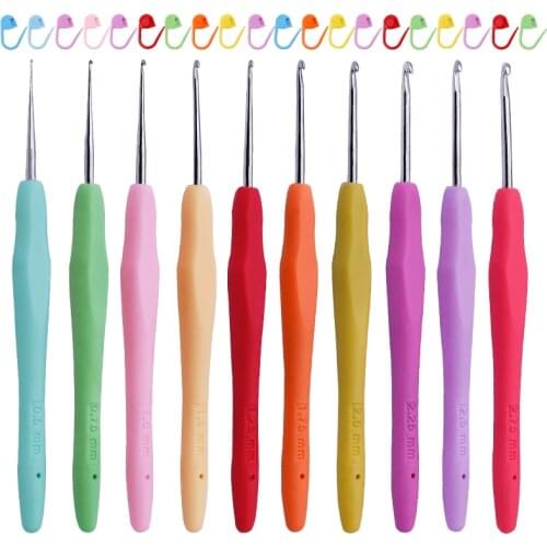 Nonvor Plastic Crochet Knitting Hooks Kit Handle Home Aluminum DIY Crochet Knit Hook Knitting Needles Tools Sewing Accessories