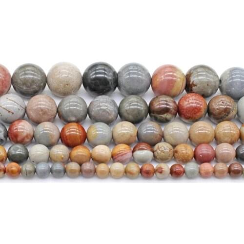 Wholesale 4mm 6mm 8mm 10mm 12mm Natural Ocean Stone Round Picture Stone Loose Beads for Jewelry Making Diy Bracelet
