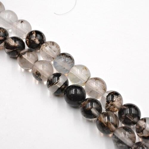Wholesale Natural black Quartz Smooth transparent Stone Beads Wholesale Loose Beads For Jewelry Making DIY Free Shipping 4-12mm