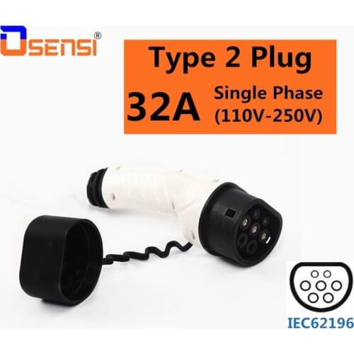 OSENSI Type 2 EV Charging Plug 32A Single Phase 110V-250V Electric Vehicle Charger Station Female Plug EVSE IEC 62196-2