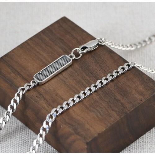 925 Sterling Silver USA Necklace Men Army Souvenirs Vintage Horsewhip Chain Link Boyfriend Gifts Luxury Jewelry Thick Silver