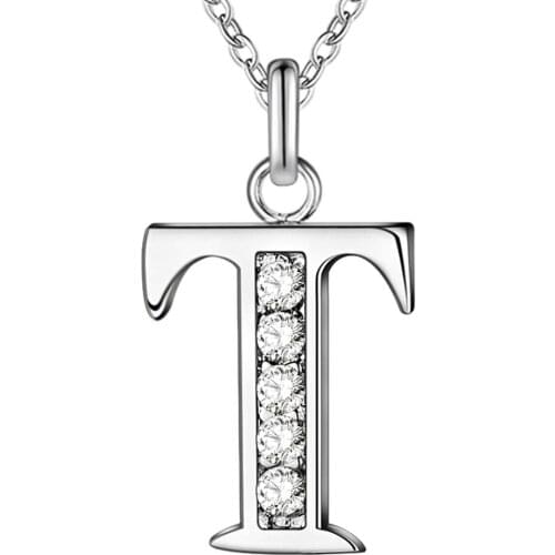 Letter T bling zircon silver plated Necklace New Sale silver necklaces & pendants /PALEDAPB HFEWUREX