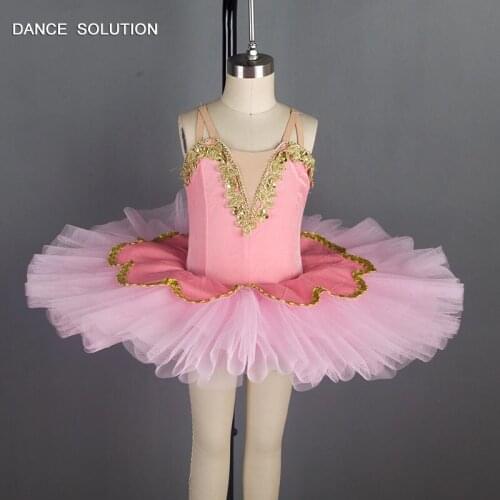Professional Pink Ballet Tutu Girls Dance Dress Pancake Tutu Ballerina Dress For Performance or Competition Stage Costume BLL016