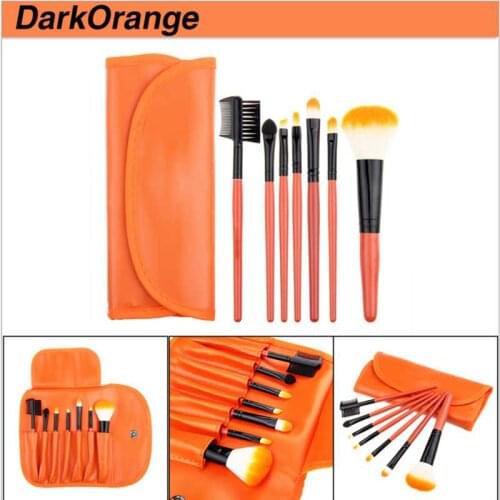 Professional 7pcs synthetic hair special fish plastic handle Makeup Brushes Set colorful Cosmetic Make Up Brush Kit in PU bag