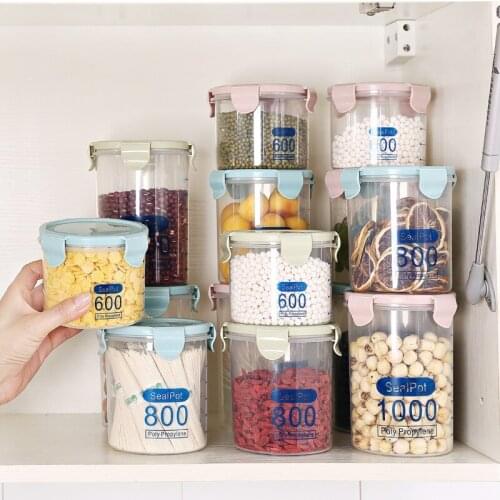 Transparent Plastic Sealed Cans Food Containers Kitchen Refrigerators Keep Fresh Storage Tanks Kitchen Storage Organizations