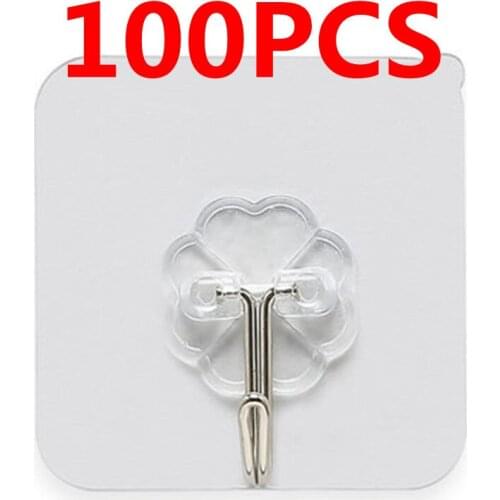100Pcs transparent strong suction hooks for home Kitchen and Bathroom cup sucker hanger key holder Storage Hangers wall hooks