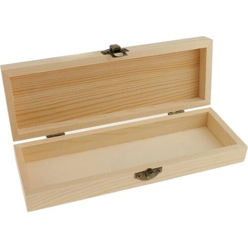 Blank Unfinished Rectangle Wooden Box Gift Jewelry Box DIY Base for Kids Toys Crafts Jewelry Beads Wine Containers