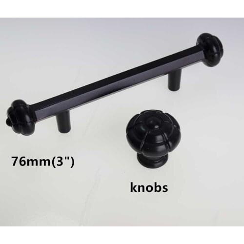 76mm black kitchen cabinet drawer pulls knobs 3" vintage black dresser door handles modern simple black furniture door handles