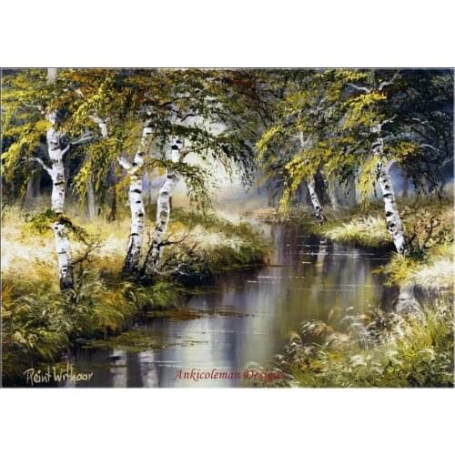 Needlework for embroidery DIY DMC Color High Quality - Counted Cross Stitch Kits 14 ct Oil painting - Birch Creek