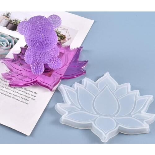Lotus Coaster Modeling Silicone Mold Epoxy Resin Mirror DIY Tray Desktop Ornaments Lotus Coaster Decoration Saucer Silicone Mold