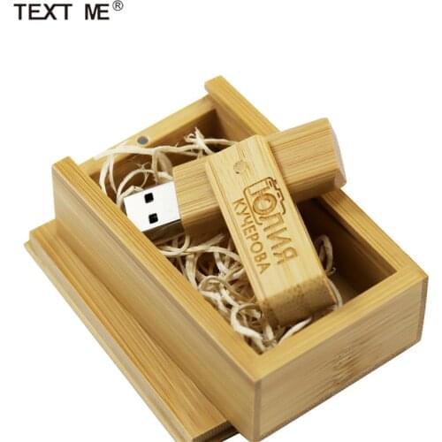 TEXT ME Free Print LOGO Walnut Maple + Box Model USB Flash Drive USB2.0 4GB 8GB 16GB 32GB 64GB Photography Gift Wooden Pendrive