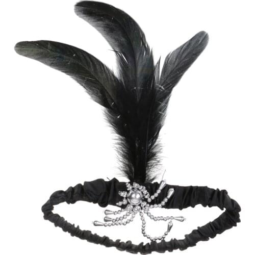 Vintage 1920s Charleston Flapper Feather Headband Party Dress Up Headpiece