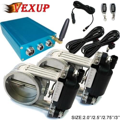 Exhaust Control Valve Dual Set Wireless Remote Cutout Control for 2"/2.5"/2.75"/3" Pipe 2 Sets Universal Car Exhaust Cutout