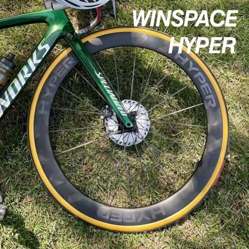 Winspace Carbon Spokes Wheels HYPER Light Weight Racing Road Bicycle Disc Brake Wheels CenterLock with Aero Bladed Carbon Spokes