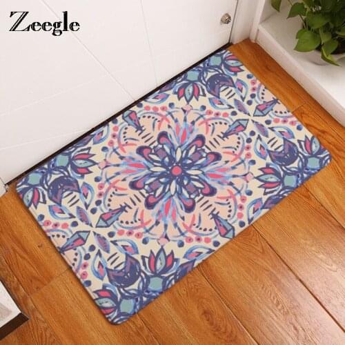 Zeegle Anti-Slip Floor Carpets Geometric Pattern Bathroom Floor Mats Toilet Rugs Kitchen Area Rug Pads Absorbent Front Door Mats