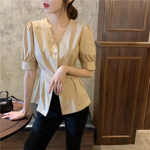New spring Vintage solid female Oversize Tops Women Shirt short sleeve Girls Blouse Summer Plus Size Women Blouses femme Blusas