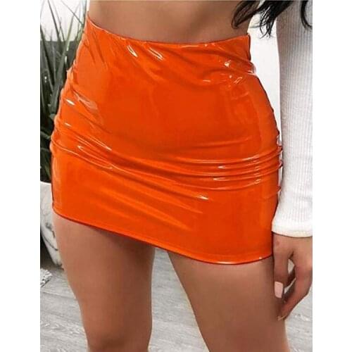 In the summer of 2021 new lady bust skirt of tall waist PVC imitation leather PU candy color bag hip skirt