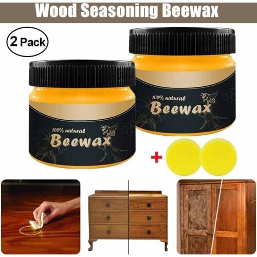 2Set Organic 100% Natural Pure Wax Wood Seasoning Beewax Complete Solution Furniture Care Beeswax Home Cleaning 85g With Sponge