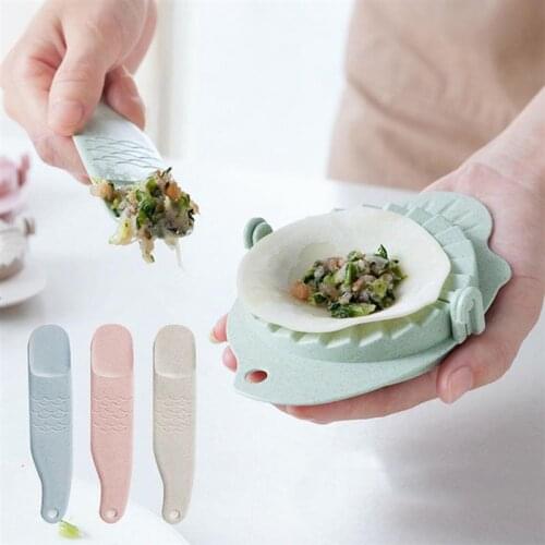 2PCS Dumpling Maker Set Non-stick Fished Shaped Dumpling Mold with Filling Spoon
