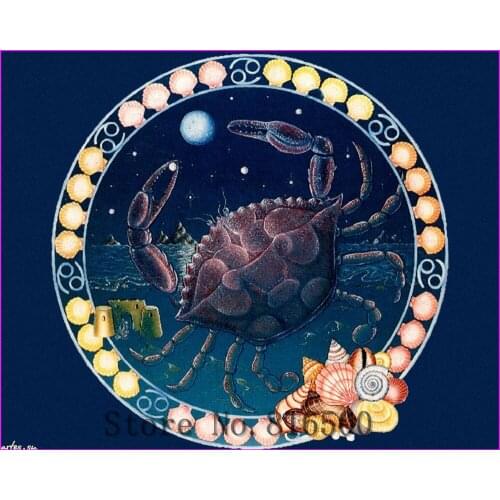 2017 Full Embroidery Cancer Zodiac Pattern Astrology Diy Diamond Painting 3d Mosaic For Square Diamonds Rhinestone Cross Stitch