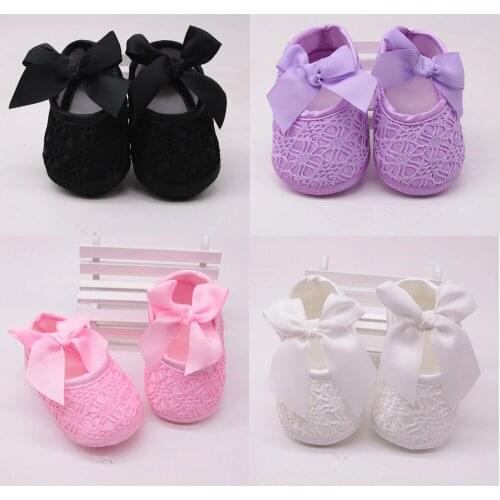 2021 Baby shoes Undefined Newborn Baby Girls Soft Shoes Soft Soled Non-slip Bowknot Footwear Crib Shoes Girl Boys