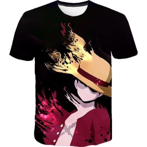 2021 Fashion New One Piece 3D T-Shirt Luffy Straw Hat Japanese Anime Funny T Shirts Men Women O-Neck Black Short Sleeve Tshirt