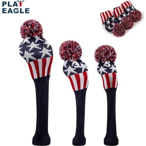 3Pcs/Set Golf Club Headcover 1 3 5 Driver Wood Head Cover Number Tag Interchangeable Adjustable Kint Protector American Style