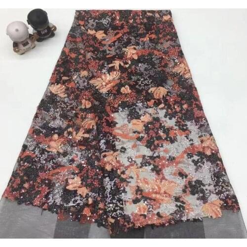 5yards/bag Mixed color embroidery sequins fashion new fabric used in wedding dress design XX505